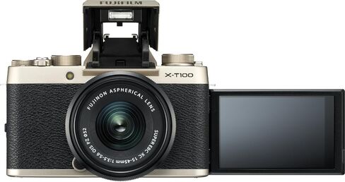 Fujifilm X-T100 Mirrorless Digital Camera w/XC15-45mmF3.5-5.6 OIS PZ Lens - Black in Saudi Arabia