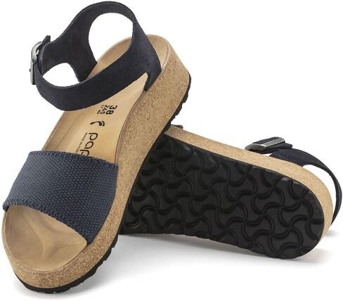 Birkenstock Glenda Trendy Suede Leather-Textile Flatform Flatform مع سرير القدم Cork-Pu-ألوان وأحجام متعددة in Saudi Arabia