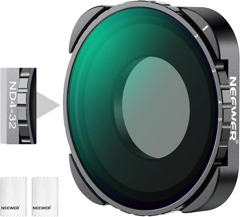 متغير Neewer متغير ND متوافق مع GoPro 13 12 11 10 9 ، ND4-32 2-5 توقف المسمار على مرشح ND قابل للتعديل مع الزجاج البصري عالي الدقة متعددة ، إطار نحيف ، 2x تنظيف القماش ، لا يوجد نمط x in Saudi Arabia