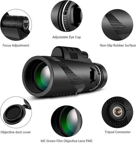 Monocular 40X60 High Power Waterproof Low Light, with Smartphone Holder and Adjustable Tripod for Cell Phone Bird Watching Hiking Camping in Saudi Arabia