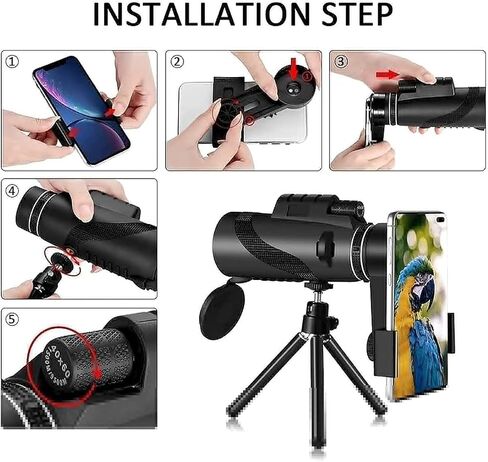 Monocular 40X60 High Power Waterproof Low Light, with Smartphone Holder and Adjustable Tripod for Cell Phone Bird Watching Hiking Camping in Saudi Arabia