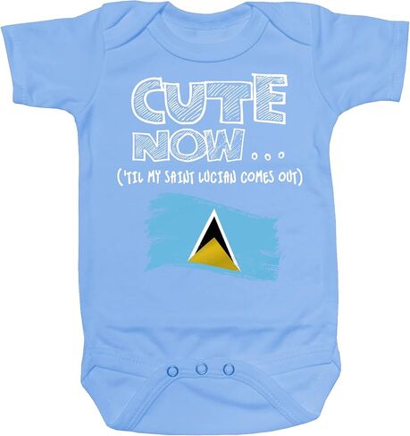 Cute Now... 'Til My Saint Lucian Comes Out Infant Baby Short Sleeve St Lucia Flag Cotton Bodysuit in Saudi Arabia