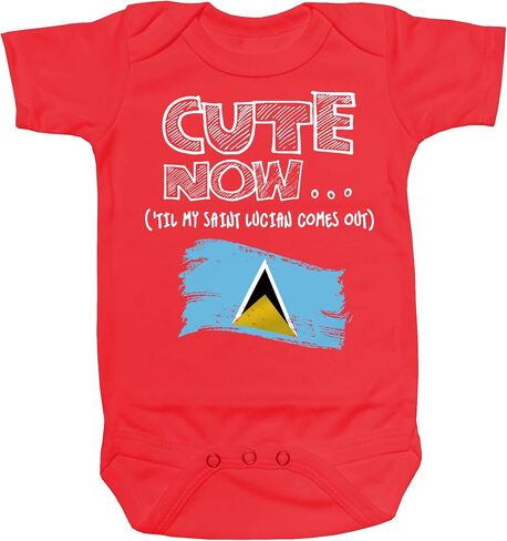 Cute Now... 'Til My Saint Lucian Comes Out Infant Baby Short Sleeve St Lucia Flag Cotton Bodysuit in Saudi Arabia