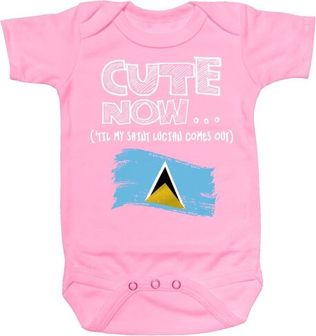 Cute Now... 'Til My Saint Lucian Comes Out Infant Baby Short Sleeve St Lucia Flag Cotton Bodysuit in Saudi Arabia