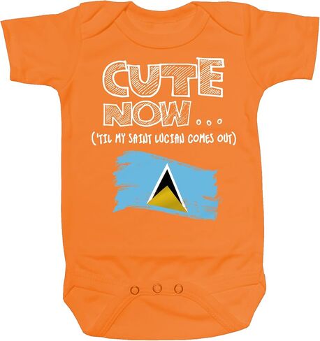 Cute Now... 'Til My Saint Lucian Comes Out Infant Baby Short Sleeve St Lucia Flag Cotton Bodysuit in Saudi Arabia