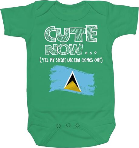 Cute Now... 'Til My Saint Lucian Comes Out Infant Baby Short Sleeve St Lucia Flag Cotton Bodysuit in Saudi Arabia