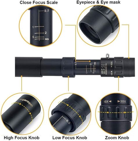 ، جميع المعادن أحادية اللون ، 10-30x Zoom HD Telephoto Lens ، Telescope Telescope in Saudi Arabia