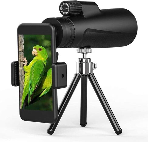 High Power Telescope Outdoor Accessories Telescopes Monocular 12Times;50 Hd Monocular Fmc Bak4 with Smartphone Holder and Tripod Waterproof Prism in Saudi Arabia