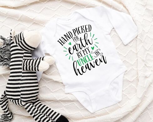 Hand Picked For Earth By My Uncle In Heaven In Loving Memory New Baby Gift Handpicked Memorial Baby Bodysuit or Shirt in Saudi Arabia
