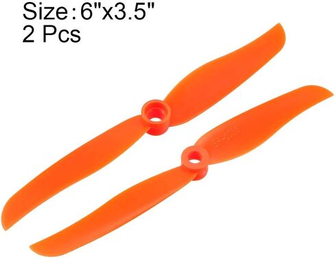 uxcell RC Propellers CW 7035 7x3.5 Inch 2-Vane Fixed-Wing for Airplane Toy, Nylon Orange 2pcs with Adapter Rings in Saudi Arabia