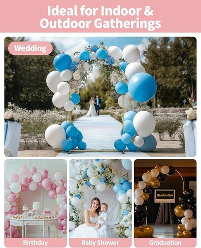 Pureegg Gold Metal Arch Backdrop Stand مجموعة من 3 (7.1 قدم و 6.2 قدم و 6.0 قدم) ، وقوس بالون الزفاف مع قاعدة مستقرة ، إطار خلفية وغطاء للحفلات ، عيد الميلاد ، التخرج ، كشك الصور ، التجميع السهل in Kuwait