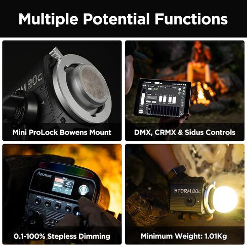 Aputure 80C RGB LED ضوء الفيديو ، حزمة مع CF4 Fresnel ، ومثبطة مصدر نقطة الألوان الكاملة ، 20185 لوكس @1M ، 1800K-20،000K ، مزج الصمام الثنائي المتقدم ، IP65 عازلة الطقس in Kuwait