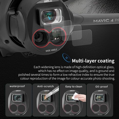 Wide-Angle Lens/Filter Compatible with DJI Mavic 4 Pro(110° Wide-Angle Shooting Range) Snap-fit Design/Quick Installation in Saudi Arabia
