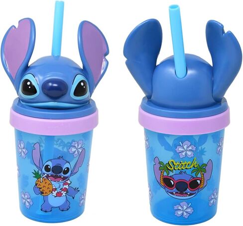 Stitch Sippy Cup Set - Lilo & Stitch 13oz كوب شرب حزمة مع 2 زجاجات خالية من BPA مع غطاء وقش وملصقات | إمدادات مدرسة ديزني للأطفال الصغار in Kuwait