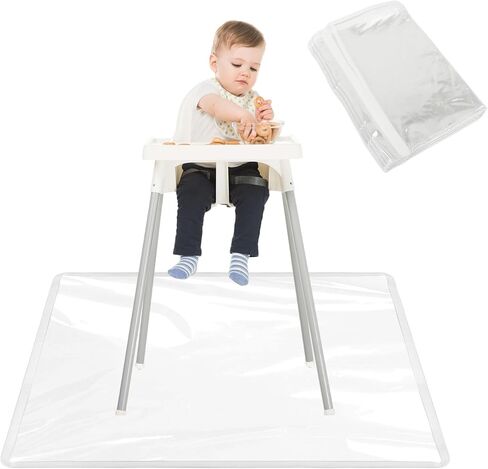 Klmnop 3 pack place splat for High Kair ، 50''x50 '' 'قابلة للغسل في وقت الوجبة ، حصيرة splat - البلاستيك القابل لإعادة الاستخدام تحت حامي أرضية عالية على كرسي للعب والفن (واضح) in Kuwait