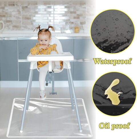 Klmnop 3 pack place splat for High Kair ، 50''x50 '' 'قابلة للغسل في وقت الوجبة ، حصيرة splat - البلاستيك القابل لإعادة الاستخدام تحت حامي أرضية عالية على كرسي للعب والفن (واضح) in Kuwait