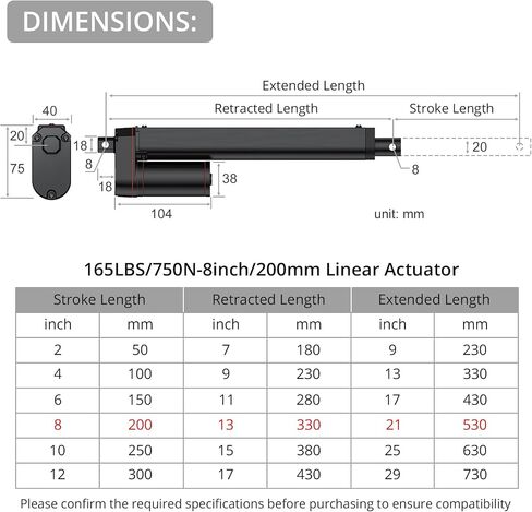 Justech 100mm 4-inch Linear Actuator Motor Heavy Duty 750N DC 12V for Auto Car RV Electric Door Opener Industrial Agricultural Machinery Clean Sweeping Vehicles Vessels Cargo Medical Window-Black in Kuwait