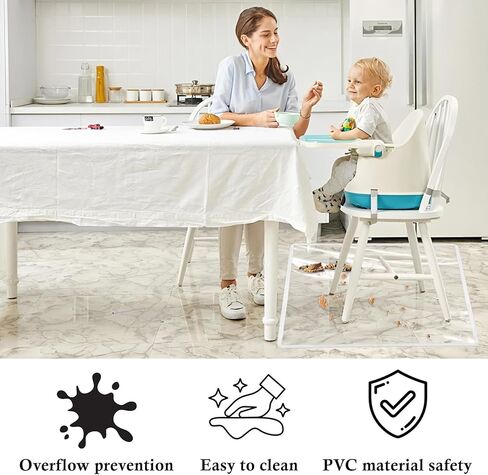 Klmnop 3 pack place splat for High Kair ، 50''x50 '' 'قابلة للغسل في وقت الوجبة ، حصيرة splat - البلاستيك القابل لإعادة الاستخدام تحت حامي أرضية عالية على كرسي للعب والفن (واضح) in Kuwait