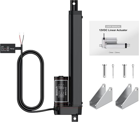 Justech 100mm 4-inch Linear Actuator Motor Heavy Duty 750N DC 12V for Auto Car RV Electric Door Opener Industrial Agricultural Machinery Clean Sweeping Vehicles Vessels Cargo Medical Window-Black in Kuwait