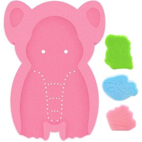 Soft Infant Bath Sponge Elephant Baby Bath Mat Newborn Comfy Foam Skid-Proof Cushion (Pink 1Set) in Saudi Arabia
