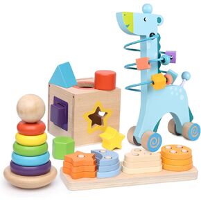 ألعاب Montessori الخشبية لعمر واحد ، وألعاب تعليمية تعليمية 4-في 1 من الأطفال الصغار الذين تتراوح أعمارهم بين 1-3 ، أفضل هدايا الصبي والفتاة لعيد الميلاد (سجل) in Kuwait