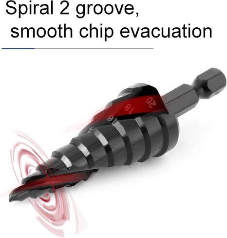 Step Stev Drill Bit HSS SPORAL GROOVE PAGODA HOLE REAMER HEX SHANK TOOL in Saudi Arabia