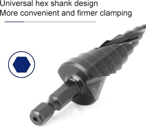 Step Stev Drill Bit HSS SPORAL GROOVE PAGODA HOLE REAMER HEX SHANK TOOL in Saudi Arabia