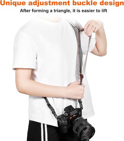 Camera Strap for Photographers, Adjustable Nylon Shoulder Strap with Leather Trim, 39-63 Inch in Kuwait