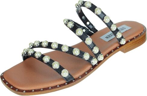 Steve Madden Women's Black Skyler Flat Sandal, 6 in Saudi Arabia
