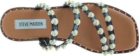 Steve Madden Women's Black Skyler Flat Sandal, 6 in Saudi Arabia