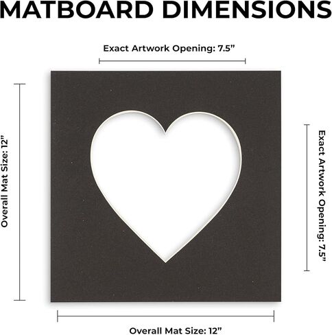 12x12 Mat Bevel Cut for 8x8 Photos - Precut Marzipan Beige Heart Shaped Photo Mat Board Opening - Acid Free Matte to Protect Your Pictures - Bevel Cut for Family Photos, Pack of 1 Matboard Show Kit in Saudi Arabia
