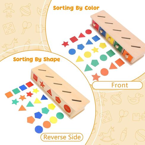 ألعاب Montessori Toys Wooden Color & Shape Sorter ألعاب للألغاز للأطفال الصغار 1-3 ، مطابقة للفرز المربع من التلاعب في مرحلة ما قبل المدرسة. in Kuwait