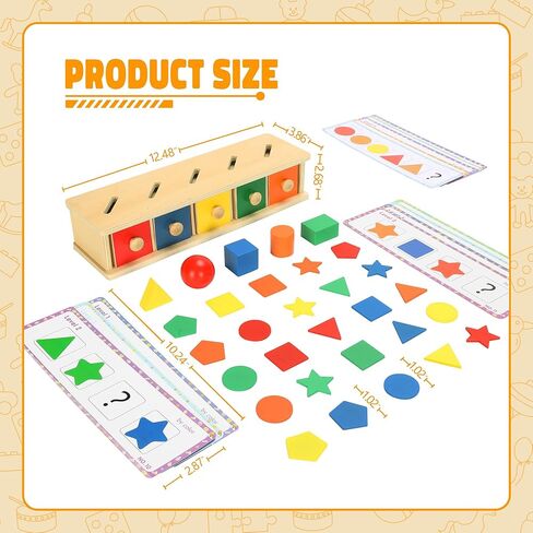ألعاب Montessori Toys Wooden Color & Shape Sorter ألعاب للألغاز للأطفال الصغار 1-3 ، مطابقة للفرز المربع من التلاعب في مرحلة ما قبل المدرسة. in Kuwait