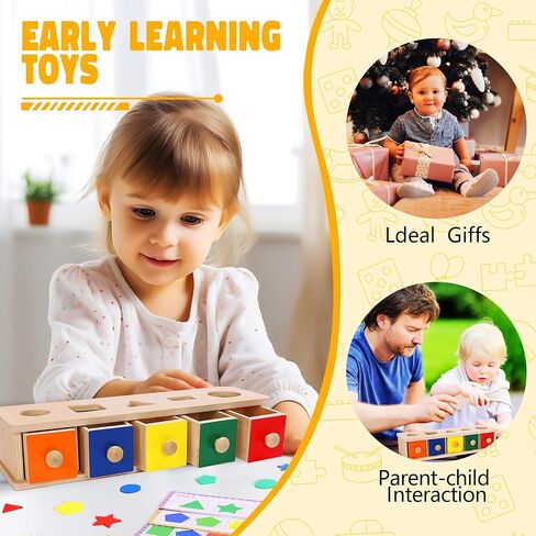 ألعاب Montessori Toys Wooden Color & Shape Sorter ألعاب للألغاز للأطفال الصغار 1-3 ، مطابقة للفرز المربع من التلاعب في مرحلة ما قبل المدرسة. in Kuwait