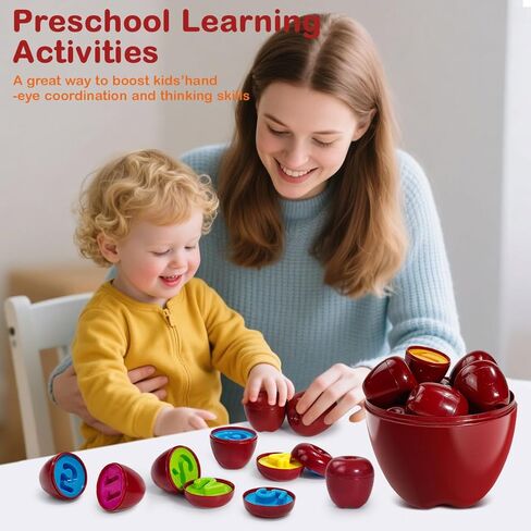 Stacking Matching Toys for Toddlers 3-5, Matching Eggs Sensory Toys, Color Shape Sorter Puzzle, Montessori Preschool Learning Activities, Early Learning Educational Gifts for Boy Girl in Kuwait