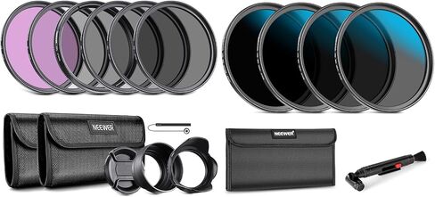 NEEWER 67mm Lens Filter Kit (UV, CPL, FLD, ND2, ND4, ND8, Lens Hood, Lens Cap) and ND16/ND32/ND64/ND1000 Compatible with Canon Nikon Sony Panasonic DSLR Cameras in Saudi Arabia
