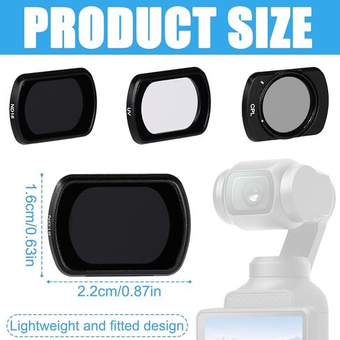 3pcs HD ND16 CPL UV Filters for DJI Osmo Pocket 3, Magnetic Filter Optical Glass Polarising Neutral Density Filter with Aluminum Alloy Frame for DJI Osmo Pocket 3 Creator Combo Accessories in Saudi Arabia