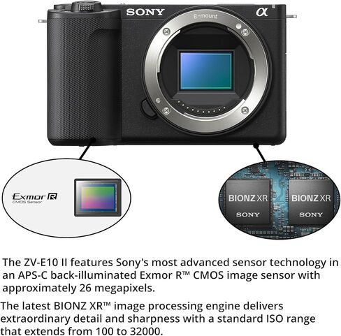 Sony ZV-E10 II Mirrorless Camera (Black) with 50mm f/1.8 Lens Bundle with (2-Pack) Batteries, Memory Card, 4 Softwares, Bag with Cleaning Kit and Card Reader in Saudi Arabia
