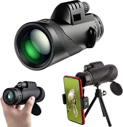 , 40X60 Clear High Power Monocular with Smartphone Holder and Adjustable Cell Phone Tripod Bird Watching Hiking Camping in Saudi Arabia