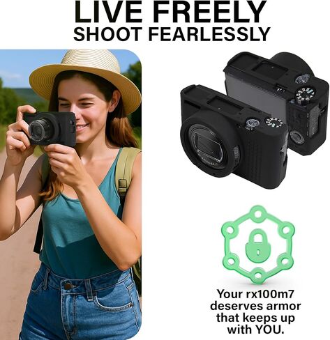 علبة السيليكون لكاميرا Sony RX100 VII ، غطاء واقعي ناعم مع قبضة مضادة للانزلاق وحماية العدسة للكاميرا الرقمية DSC-RX100 VII ، مقاومة للخدش (أسود) in Kuwait