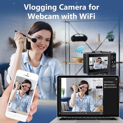 5K Digital Camera, 75MP Vlogging Camera, with 18X Zoom, 3 Inch Flip Screen, HD Compact Camera, for Travel Photography (White) in Saudi Arabia