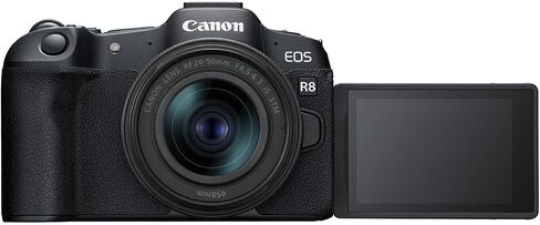 الكاميرا Canon EOS R8 بدون مرآة مع Canon RF 24-50 مم F/4.5-6.3 هي عدسة STM (Canon RF) و MM-E100 Canon DM-E100 مع طقم الزجاج الأمامي. ، الأسود in Saudi Arabia