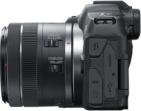 الكاميرا Canon EOS R8 بدون مرآة مع Canon RF 24-50 مم F/4.5-6.3 هي عدسة STM (Canon RF) و MM-E100 Canon DM-E100 مع طقم الزجاج الأمامي. ، الأسود in Saudi Arabia