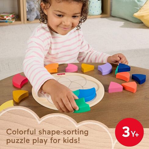 Fisher-Price Wood Wood Wood School Color Wheel Puzzle ، 19 قطعة خشبية للعب الخيول ، أطفال ما قبل المدرسة الذين تتراوح أعمارهم بين 3 سنوات in Saudi Arabia