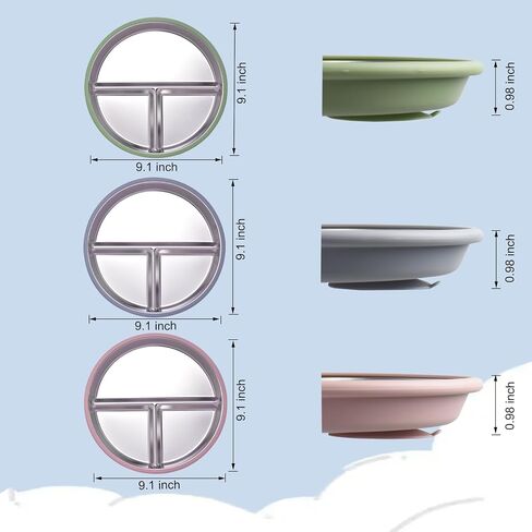 9 بوصة من الفولاذ المقاوم للصدأ وشفط السيليكون ، ألواح طفل غير سامة ، ألواح أطفال من الفولاذ المقاوم للصدأ ، الأخضر ، الوردي ، الأزرق in Saudi Arabia