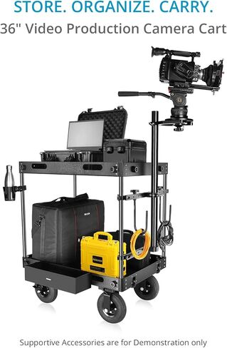 PROAIM Bowado Pro 36" 3-Shelf Video Production Camera Cart for Photographer, Videomaker & Filmmaker. 200kg/440lb Payload. DIT/Sound/Lighting Storage Cart. Packs Down to Rollable Case in Saudi Arabia