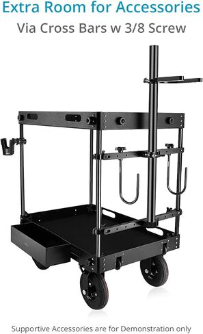 PROAIM Bowado Pro 36" 3-Shelf Video Production Camera Cart for Photographer, Videomaker & Filmmaker. 200kg/440lb Payload. DIT/Sound/Lighting Storage Cart. Packs Down to Rollable Case in Saudi Arabia