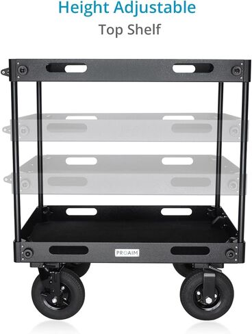 PROAIM Bowado Pro 36" 3-Shelf Video Production Camera Cart for Photographer, Videomaker & Filmmaker. 200kg/440lb Payload. DIT/Sound/Lighting Storage Cart. Packs Down to Rollable Case in Saudi Arabia