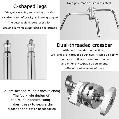 C Stands, Adjustable Tripod Stand with Boom Arm,Can Bear 40kg for Photography Studio Video Reflector Umbrella Softbox(Style 2) in Saudi Arabia
