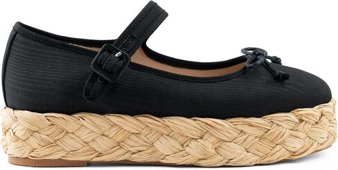 Raffia Platform Sandals Women المنسوجة منصة Straw Mary Jane Shoes for Women Recial Beach Espadrille Flats مع حزام مشبك قابل للتعديل in Kuwait